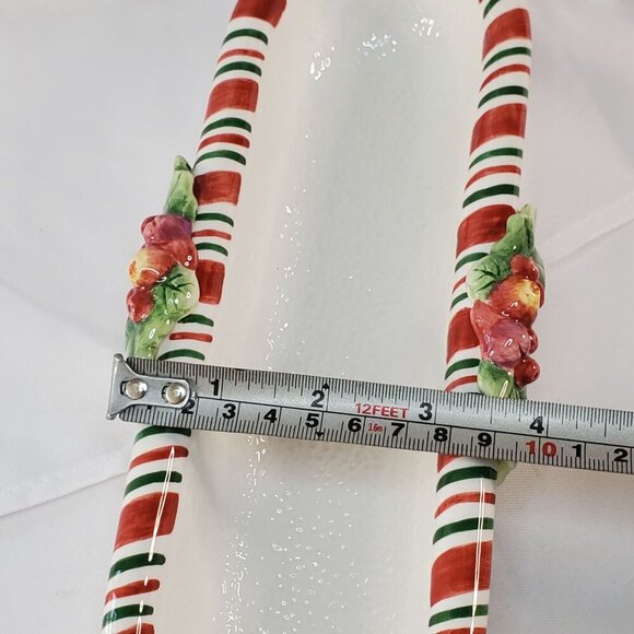 Fitz and Floyd Essentials Peppermint Teddy tidbit cracker dish 13.5 inches tall - Picture 6 of 10